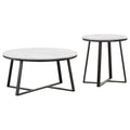 Hugo 2piece Coffee and End Table Set White Faux Marble