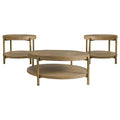 Arini 3piece Round Coffee and End Table Set Sand Wash