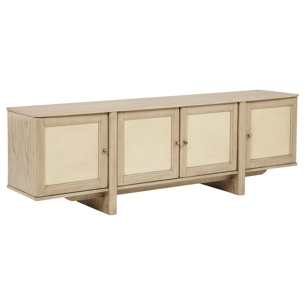 Kailani 79inch 4door Cane TV Stand Media Console Beige Oak