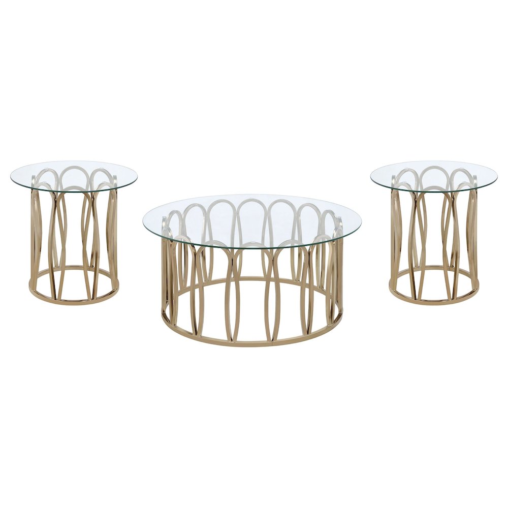 Monett 3piece Coffee and End Table Set Chocolate Chrome