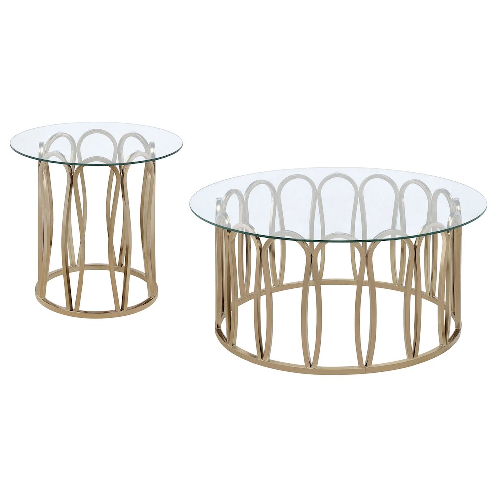 Monett 2piece Coffee and End Table Set Chocolate Chrome