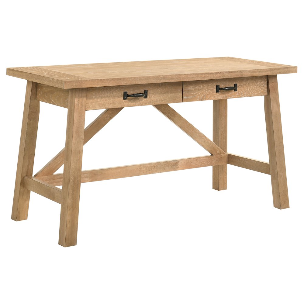 Fabian 54inch 2drawer Computer Writing Desk Distressed Light Brown