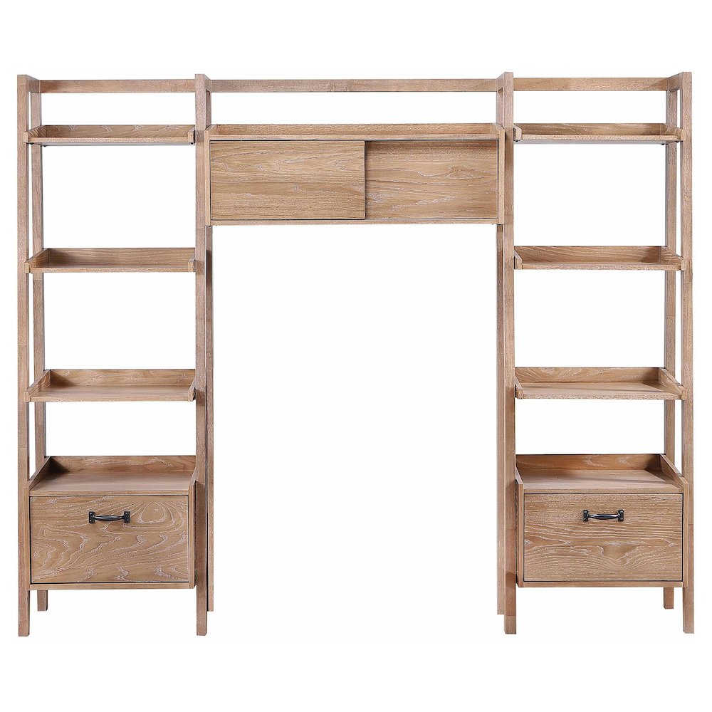 Fabian Bookshelf Bridge with Cubbies Distressed Light Brown