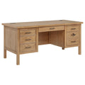 Vermes 66inch 7drawer Computer Desk with Power Outlet Light Ash