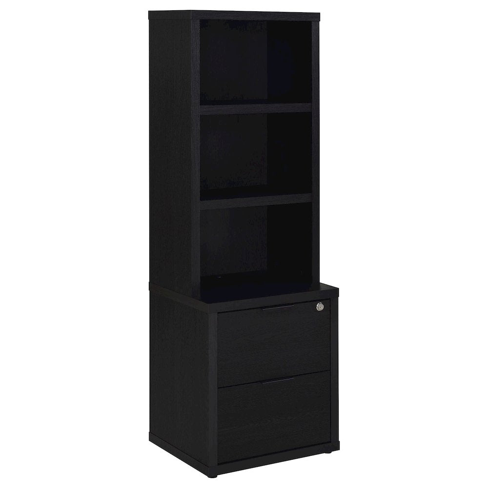 Westpark 3shelf Bookcase USB and Lockable Drawer Black