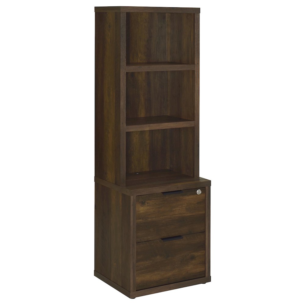 Westpark 3shelf Bookcase USB and Lockable Drawer Dark Pine