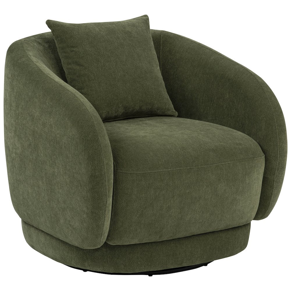 Arnaud Chenille Upholstered Swivel Accent Chair Green