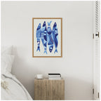 Sylvie Modern Coastal Sardines in Blue Framed Canvas by Rachel Lee