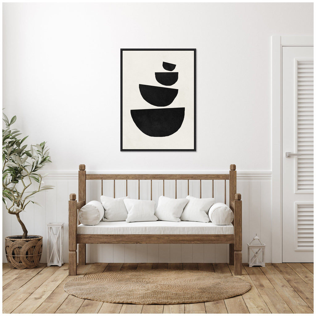 Sylvie Black Geometric Abstract 1 Framed Canvas by July Art Prints