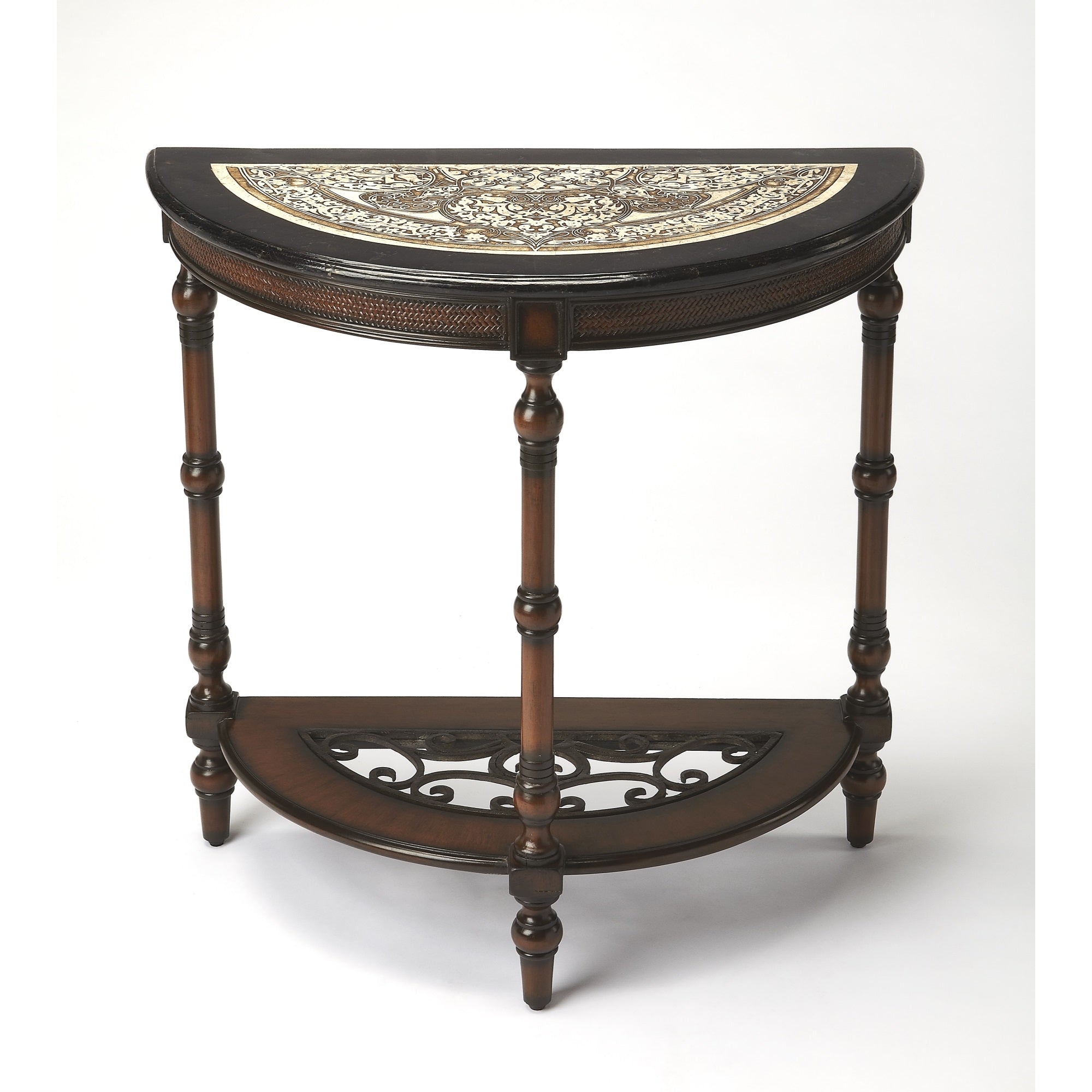 Butler Specialty Company, Fabiola Fossil Stone Demilune Console Table, MultiColor