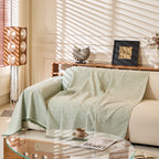 Linen-Look Textured Couch Throw Cover, Breathable Sofa Blanket & Furniture Protector