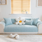 Quilted Geometric Cotton Sofa Cover, Non-Slip & Thick Padded Furniture Covers