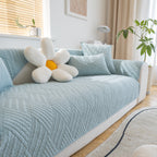 Quilted Geometric Cotton Sofa Cover, Non-Slip & Thick Padded Furniture Covers