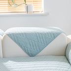 Quilted Geometric Cotton Sofa Cover, Non-Slip & Thick Padded Furniture Covers