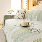 Geometric Chenille Sofa Throw Cover, Breathable Couch Protector with Tassel Fringe