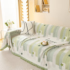 Geometric Chenille Sofa Throw Cover, Breathable Couch Protector with Tassel Fringe