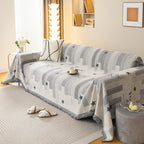Geometric Chenille Sofa Throw Cover, Breathable Couch Protector with Tassel Fringe