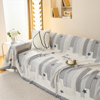 Geometric Chenille Sofa Throw Cover, Breathable Couch Protector with Tassel Fringe