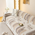 Geometric Chenille Sofa Throw Cover, Breathable Couch Protector with Tassel Fringe