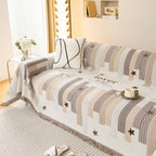 Geometric Chenille Sofa Throw Cover, Breathable Couch Protector with Tassel Fringe