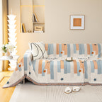 Geometric Chenille Sofa Throw Cover, Breathable Couch Protector with Tassel Fringe