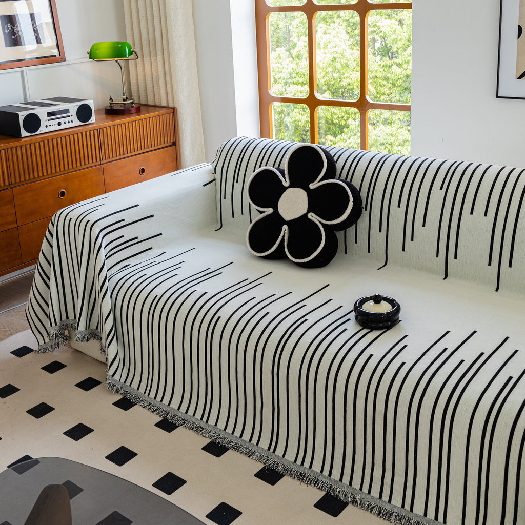 Boho Striped Jacquard Throw Sofa Slipcover Chenille Sofa Throws for Couches for Pets Kids Home Decor