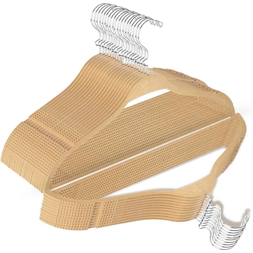 Wooden Suit Hangers with Bowed Contoured Shoulders, Natural Wood Finish
