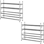 4-Tier Adjustable Shoe Rack, Slide-n-Adjust, Silver & Black Finish