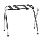Foldable X-Shape Single-Tier Luggage Rack with Nylon Straps, Chrome Finish