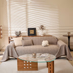Linen-Look Textured Couch Throw Cover, Breathable Sofa Blanket & Furniture Protector