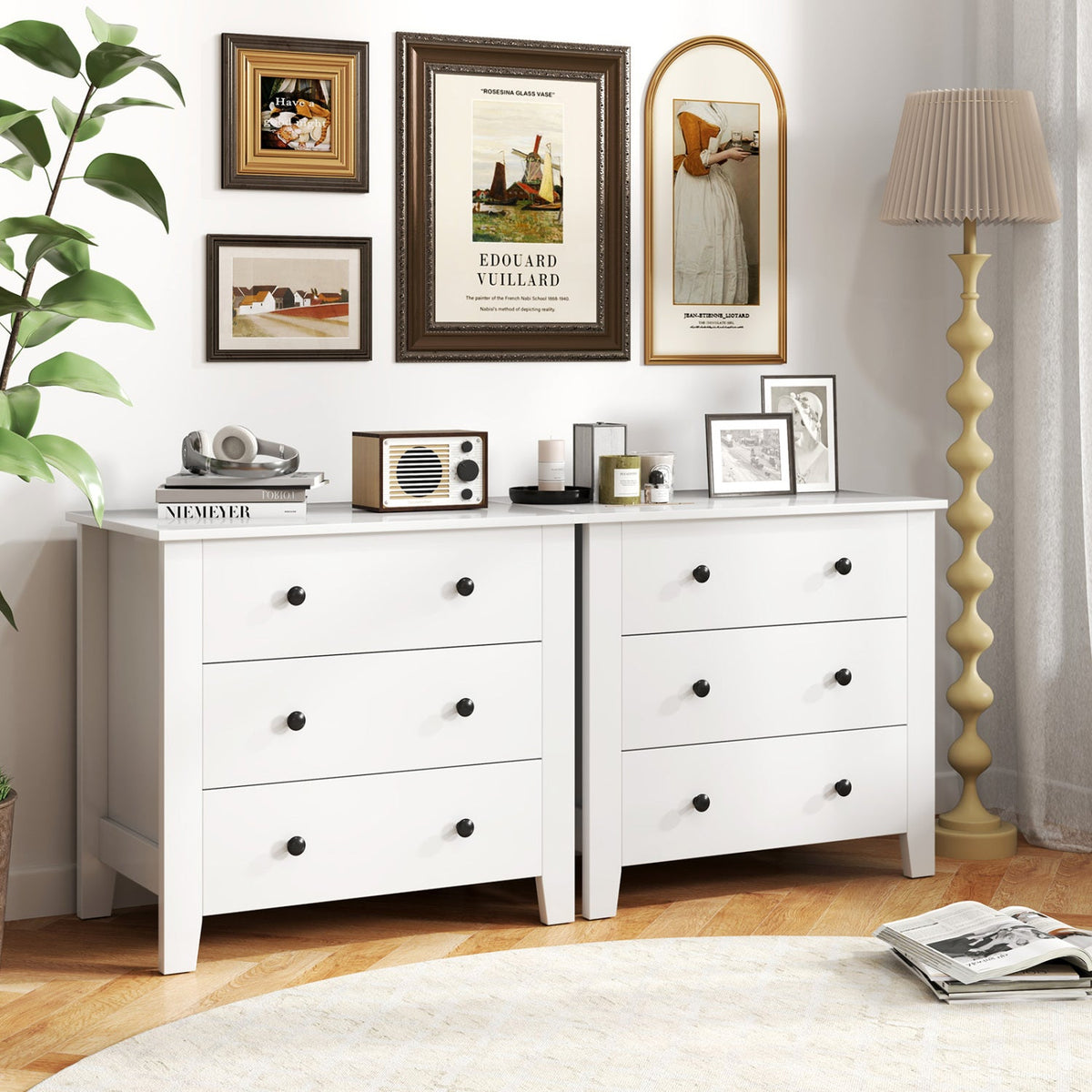 3-Drawer Dresser with Tapered Legs (2-Pack)