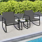 3-Piece Rocking Bistro Set with Glass Table for Patio
