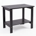 2-Tier Eucalyptus Wood Patio End Table with Storage Shelf