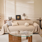 Linen-Look Textured Couch Throw Cover, Breathable Sofa Blanket & Furniture Protector