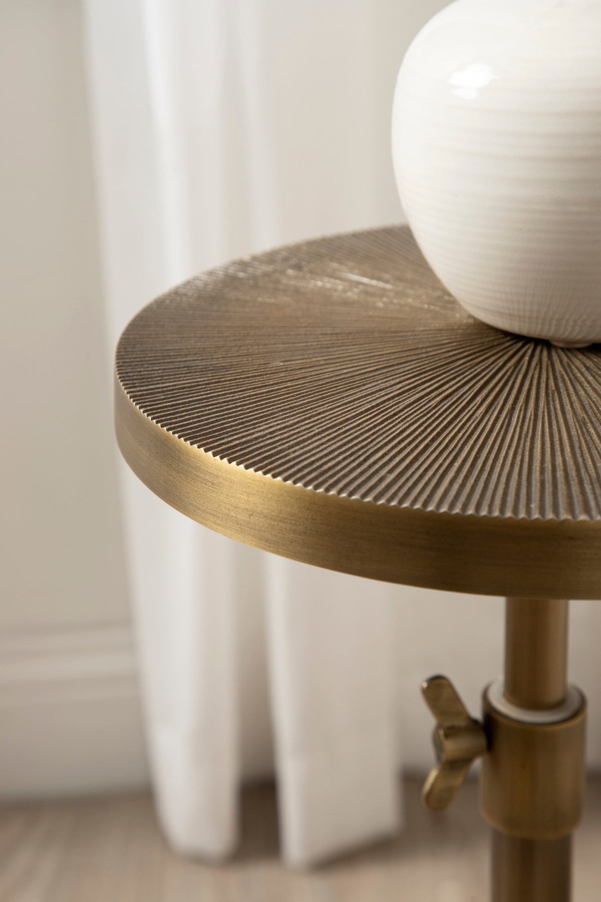 Engles Adjustable Embossed Metal Table and Plant Stand