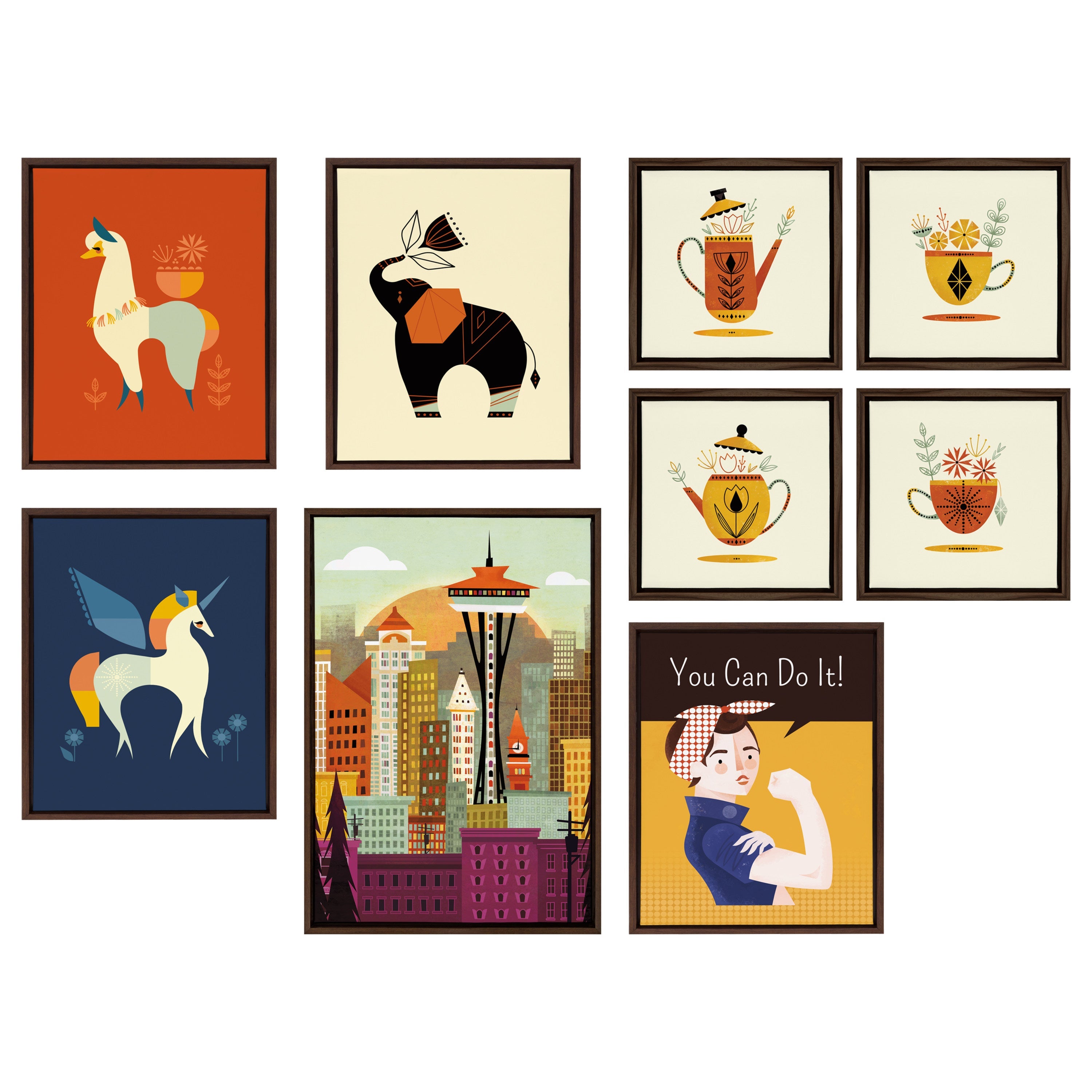 Sylvie Modern Elephant Framed Canvas by Amber Leaders Designs