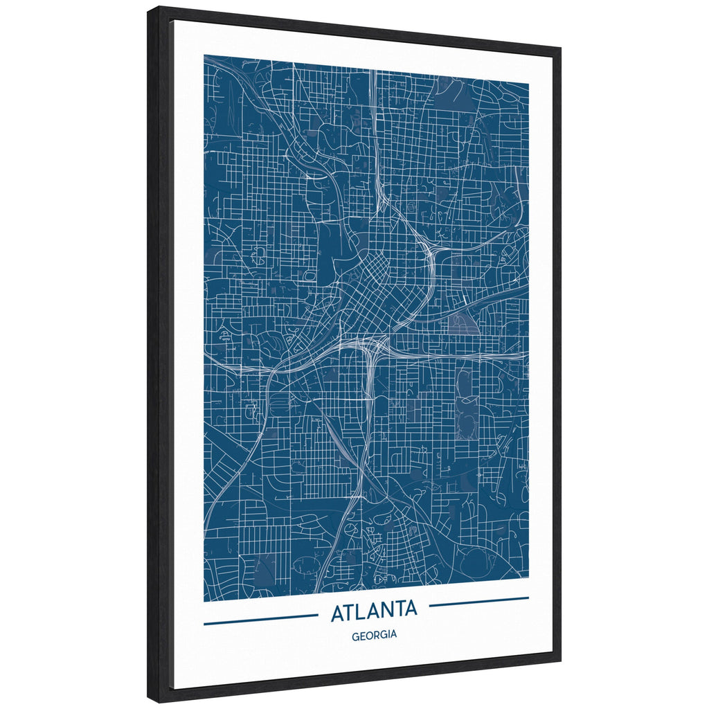 Sylvie Atlanta Map Regal Blue Framed Canvas by Jake Goossen