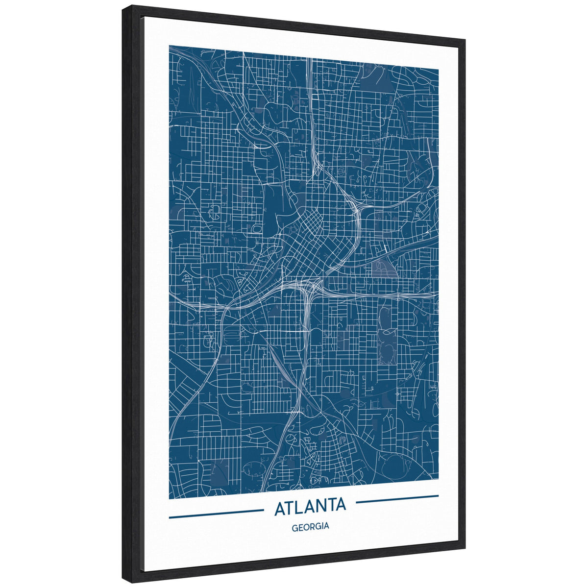 Sylvie Atlanta Map Regal Blue Framed Canvas by Jake Goossen