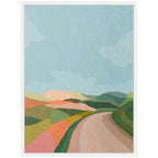 Sylvie Beautiful Landscape with Road Framed Canvas by July Art Prints