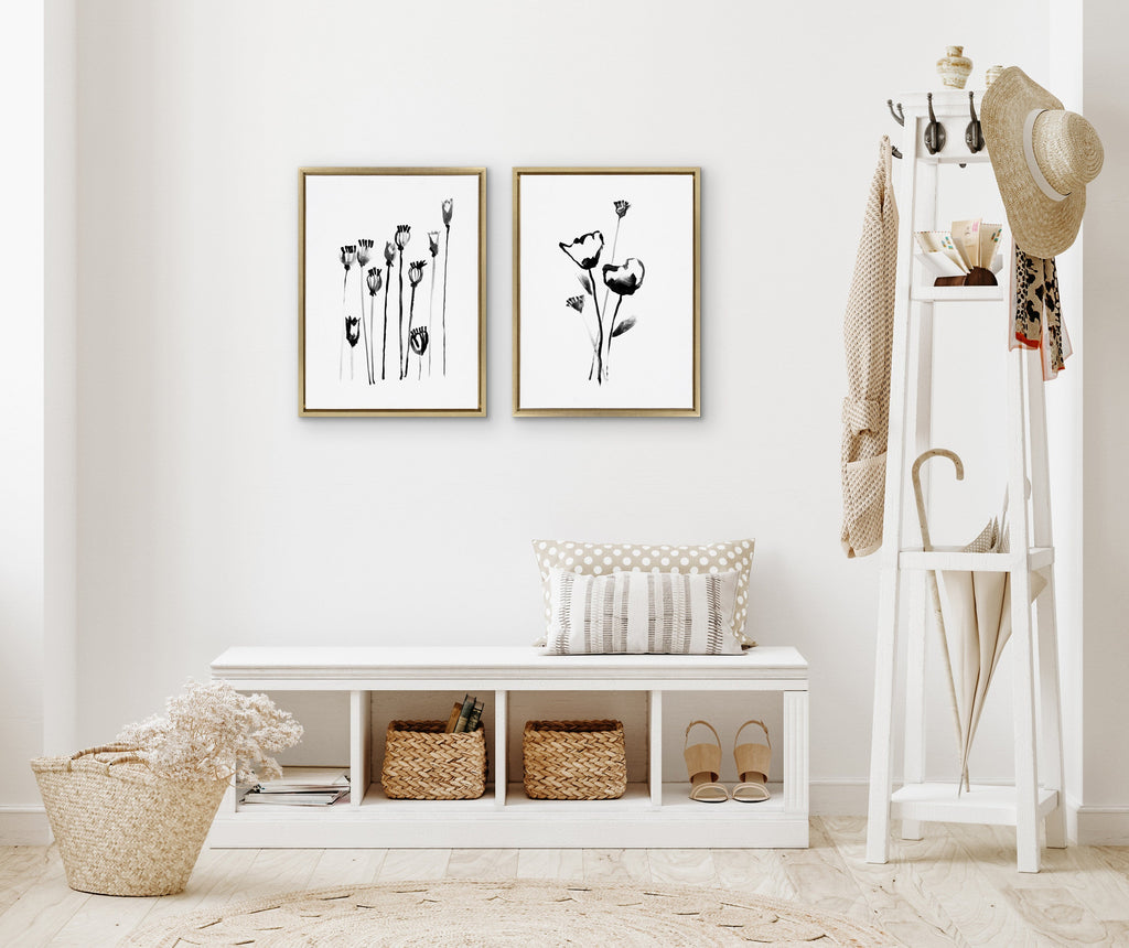 Sylvie Wildflowers and Seed Pods Framed Canvas Set by Teju Reval of SnazzyHues