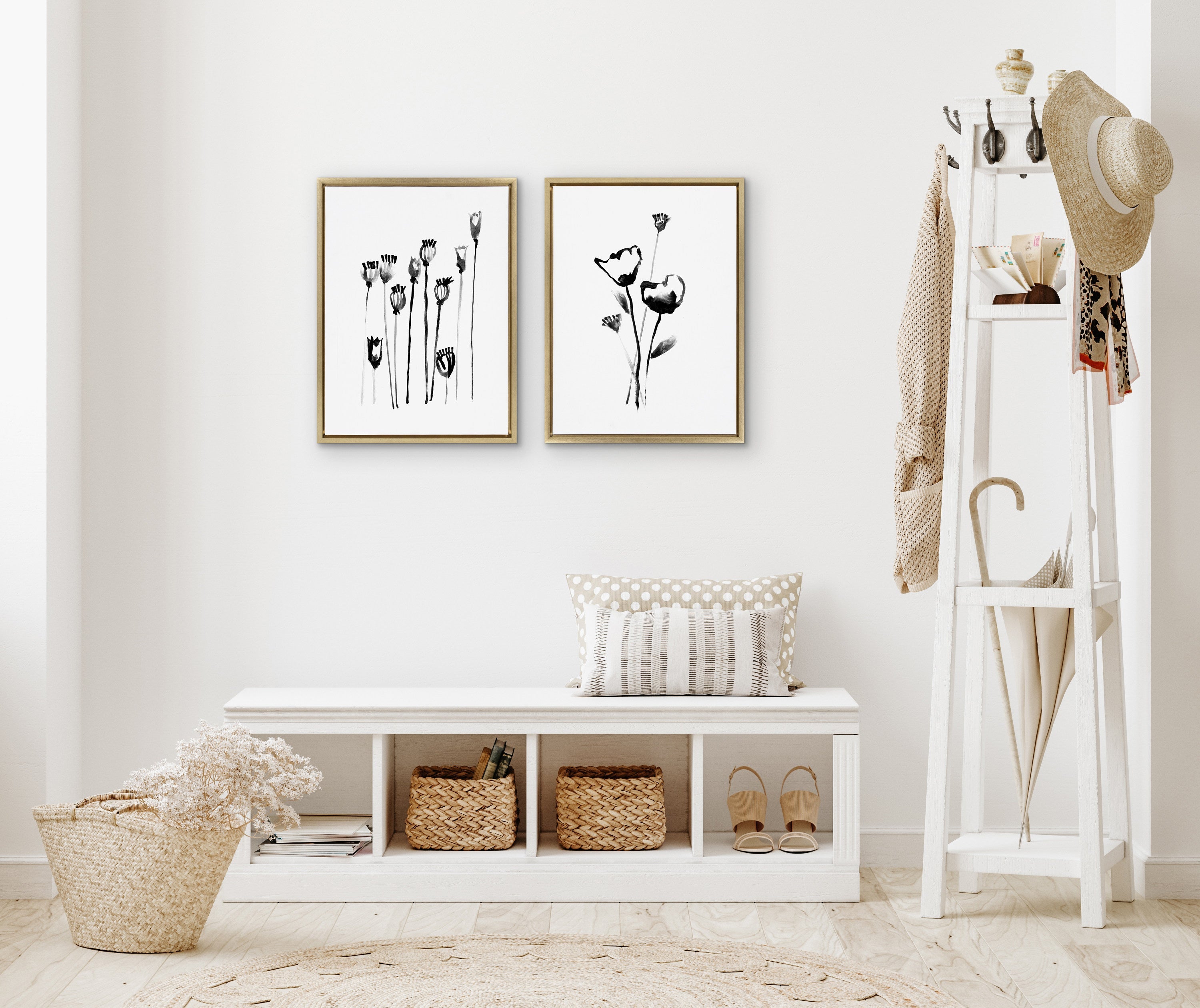 Sylvie Wildflowers and Seed Pods Framed Canvas Set by Teju Reval of SnazzyHues
