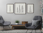 Sylvie Minimalist Evergreen Trees Sketch Framed Canvas Art Set by The Creative Bunch Studio