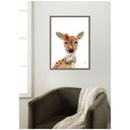 Deer with Flowers by Madeline Jeppesen Framed Canvas Wall Art Print
