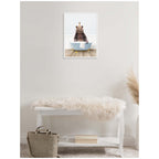 Sylvie Bear and Weasel in Cottage Blue Bathtub Framed Canvas by Amy Peterson