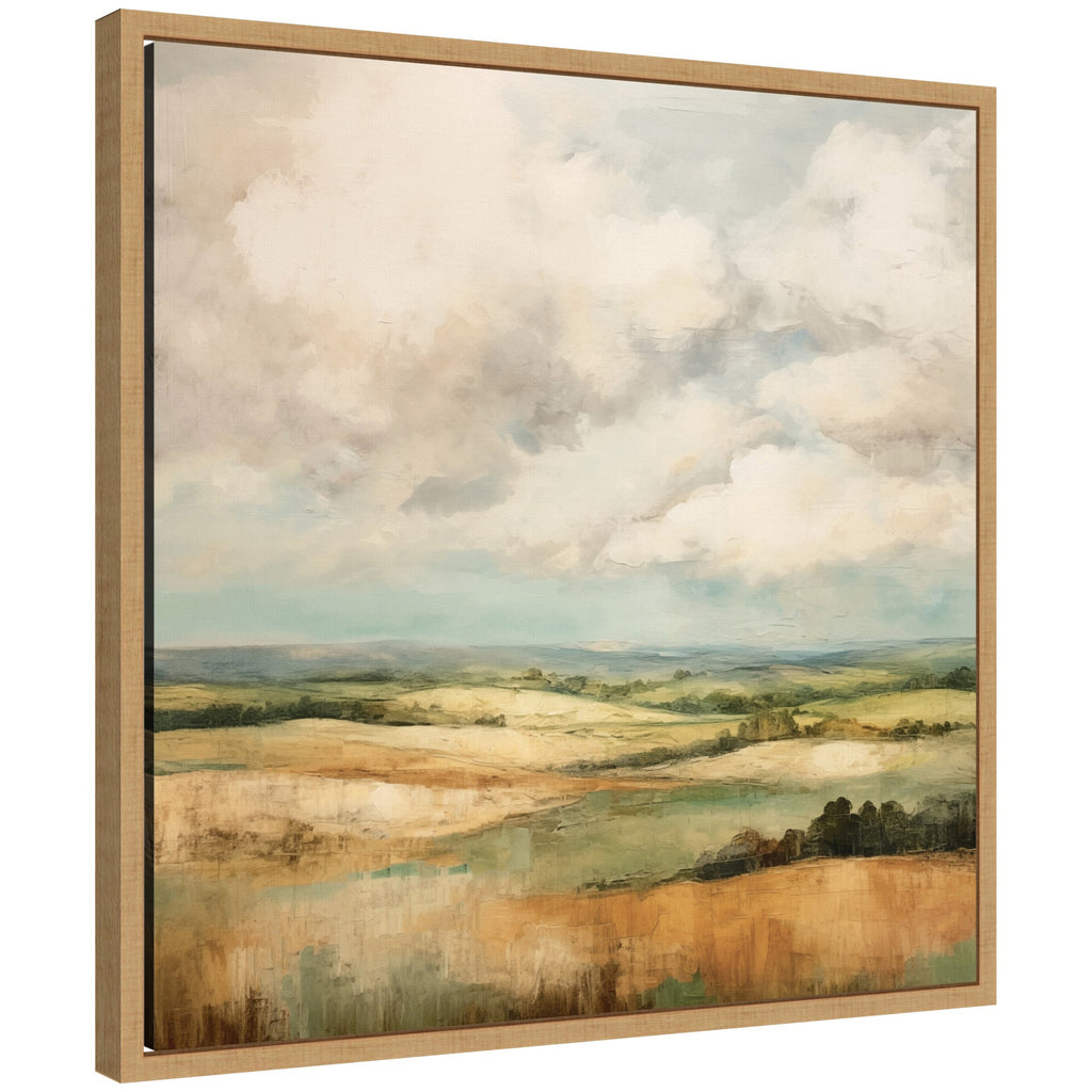 Sylvie Rolling Hills Abstract Landscape Framed Canvas by The Creative Bunch Studio