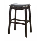 30 Espresso And Gray Saddle Style Counter Height Bar Stool