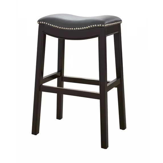 30 Espresso And Gray Saddle Style Counter Height Bar Stool