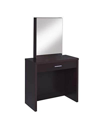 Coaster Home Furnishings 2-piece Vanity Set with Hidden Mirror Storage and Lift-Top Stool, Cappuccino and Black