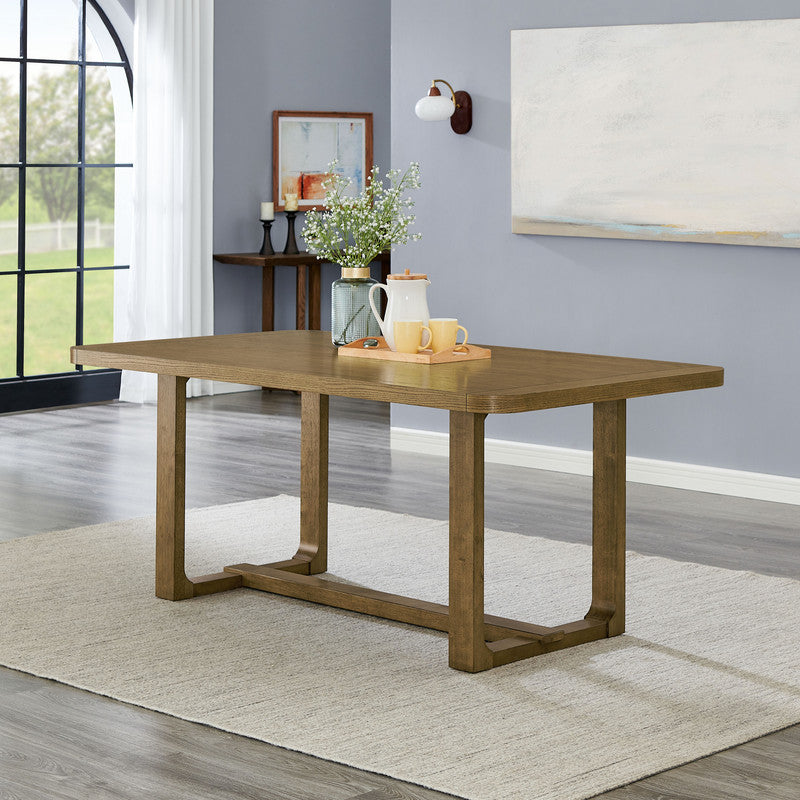 Darla 72 Inch Rectangular Walnut Oak Sled Dining Table