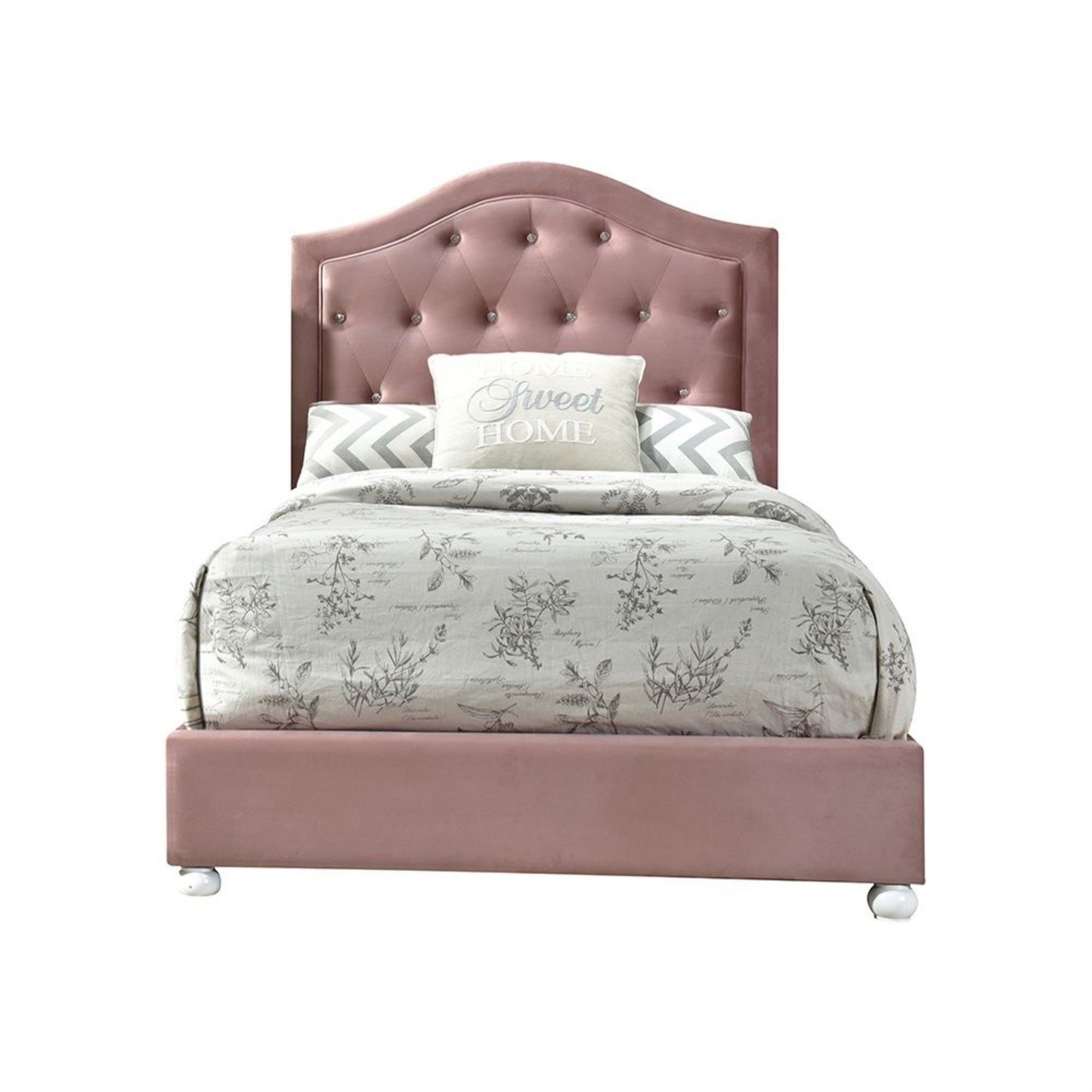 Twin Bed, Pink Fabric